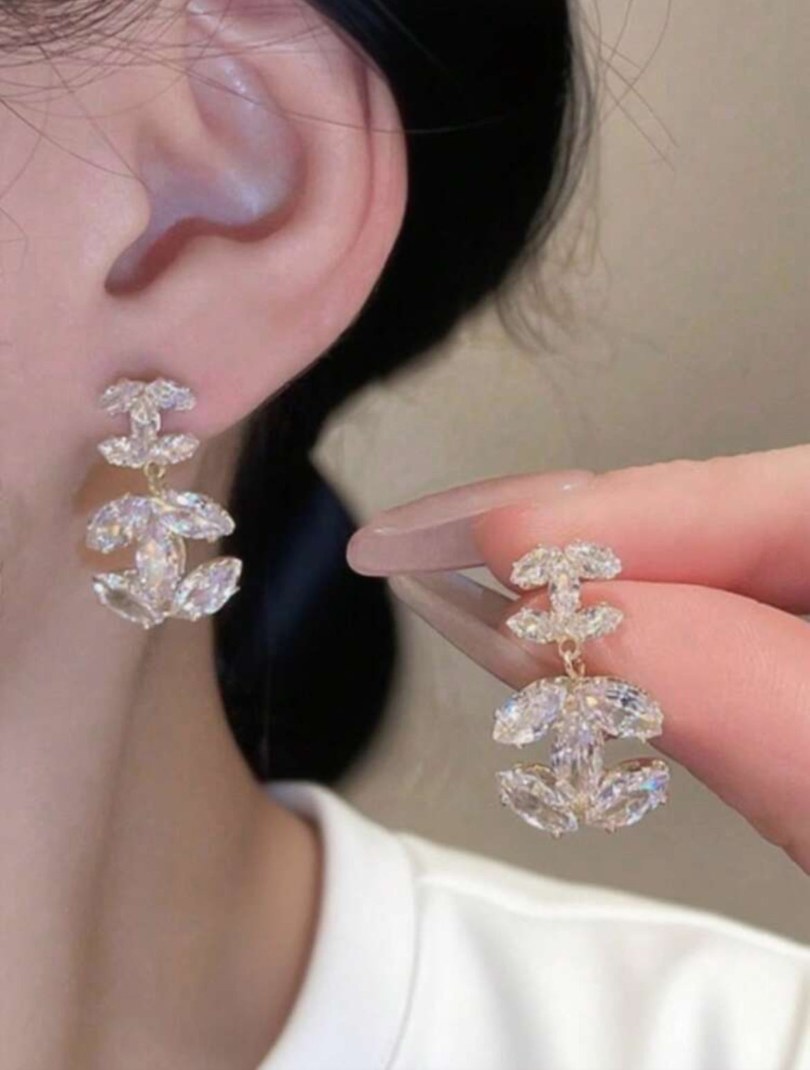 Silver Crystal Chanel Earrings