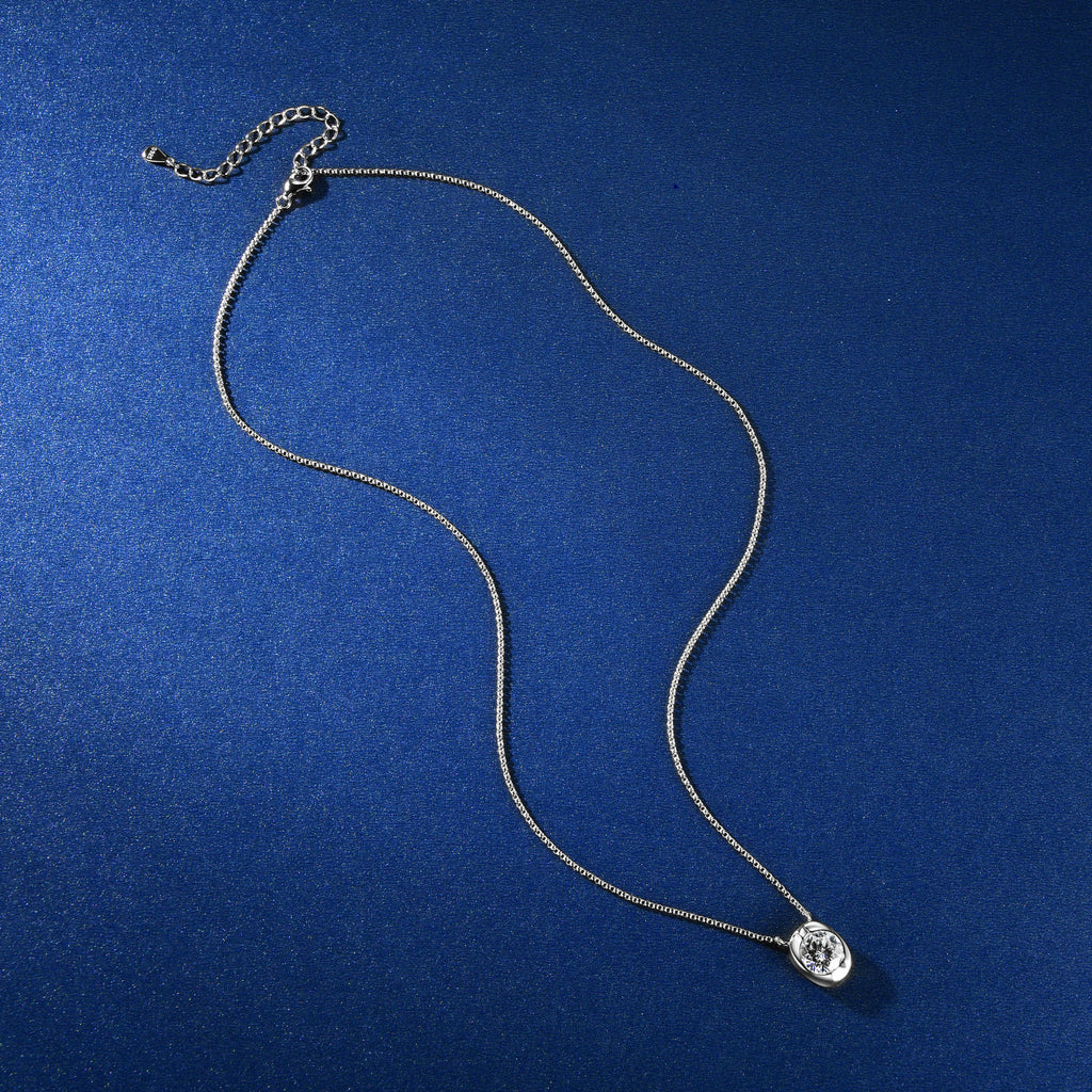 S925 Sterling Silver Moissanite Ingot Pendant Necklace
