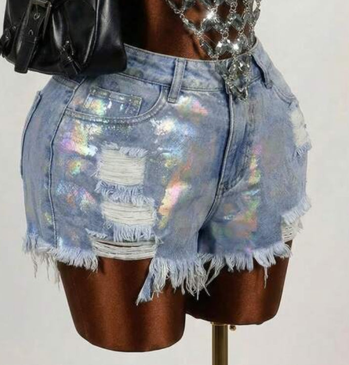 Shimmer Jean shorts