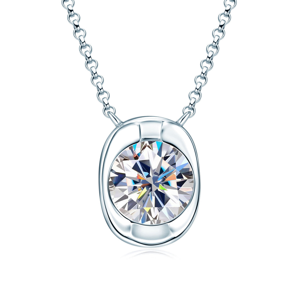 S925 Sterling Silver Moissanite Ingot Pendant Necklace