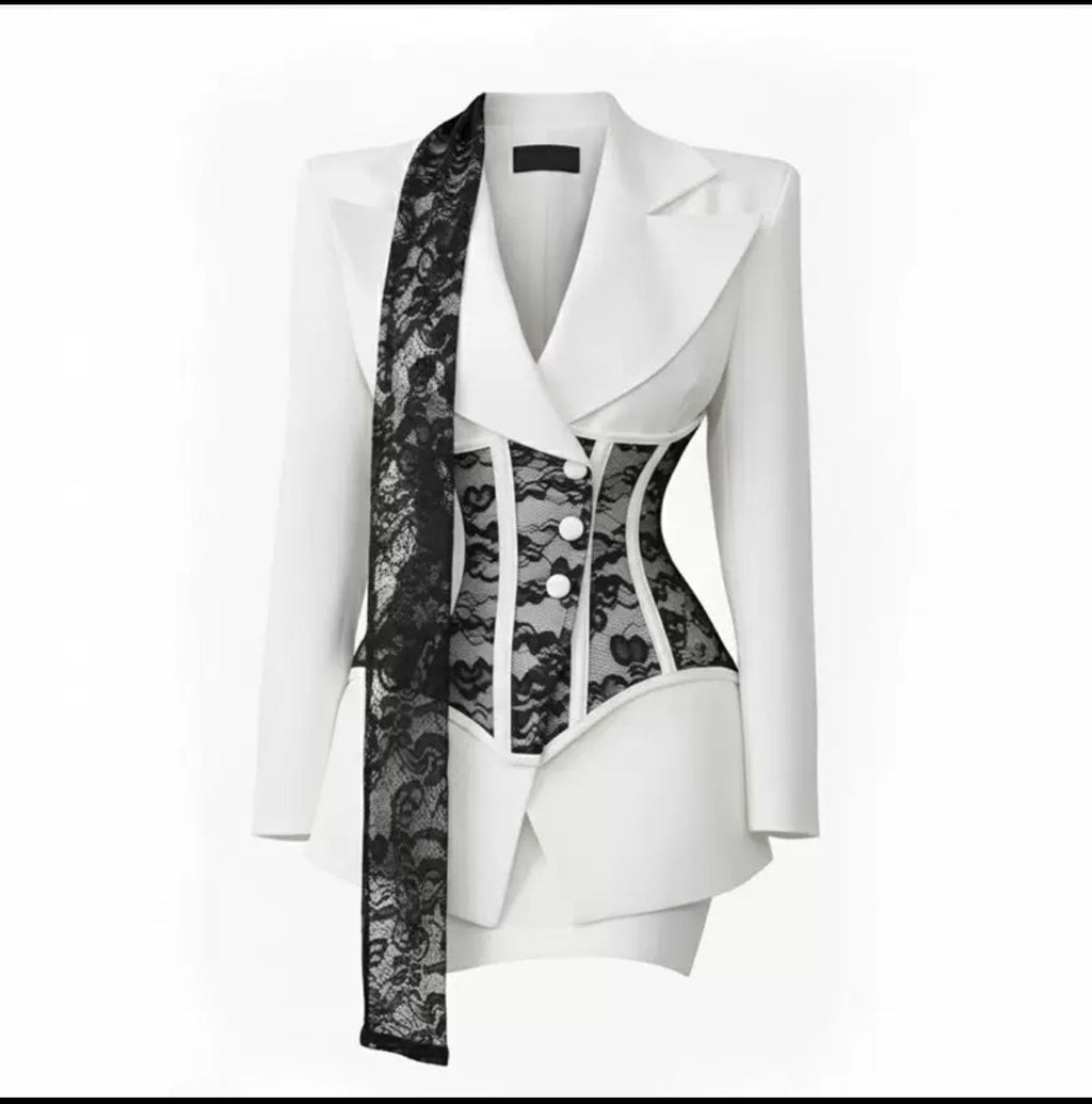Corset Lace Blazer Dress