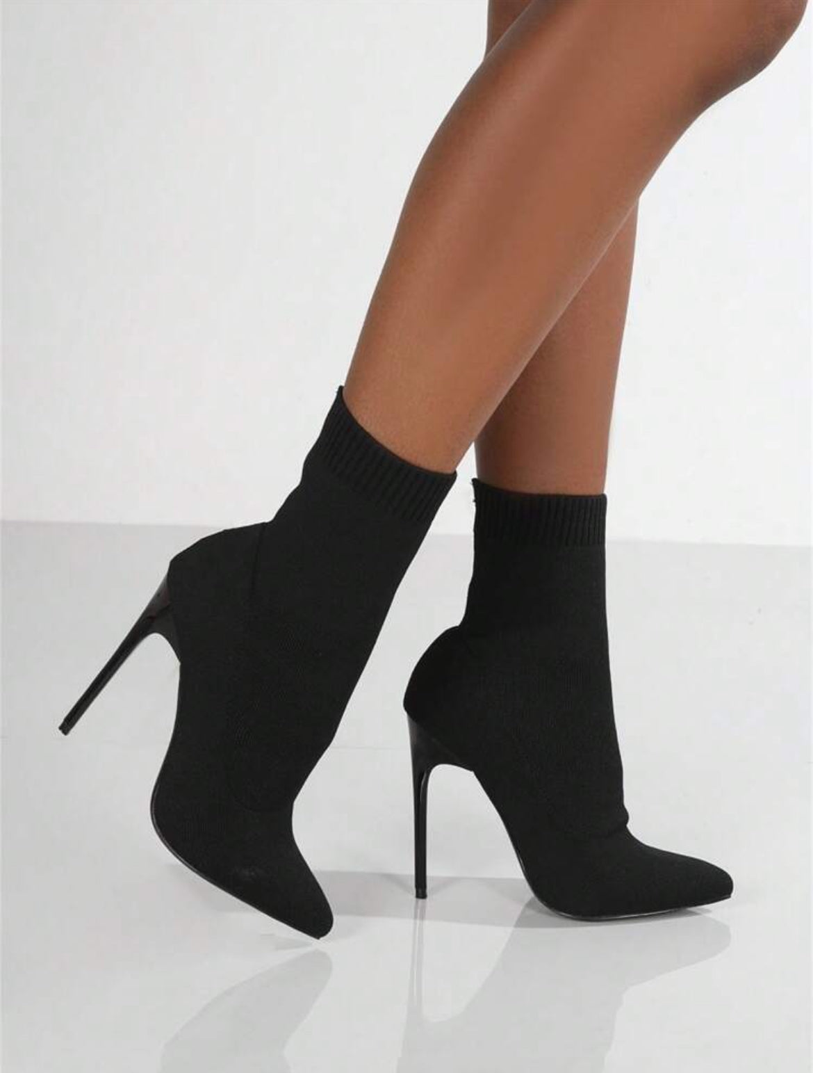 Black Stiletto Sock Boots