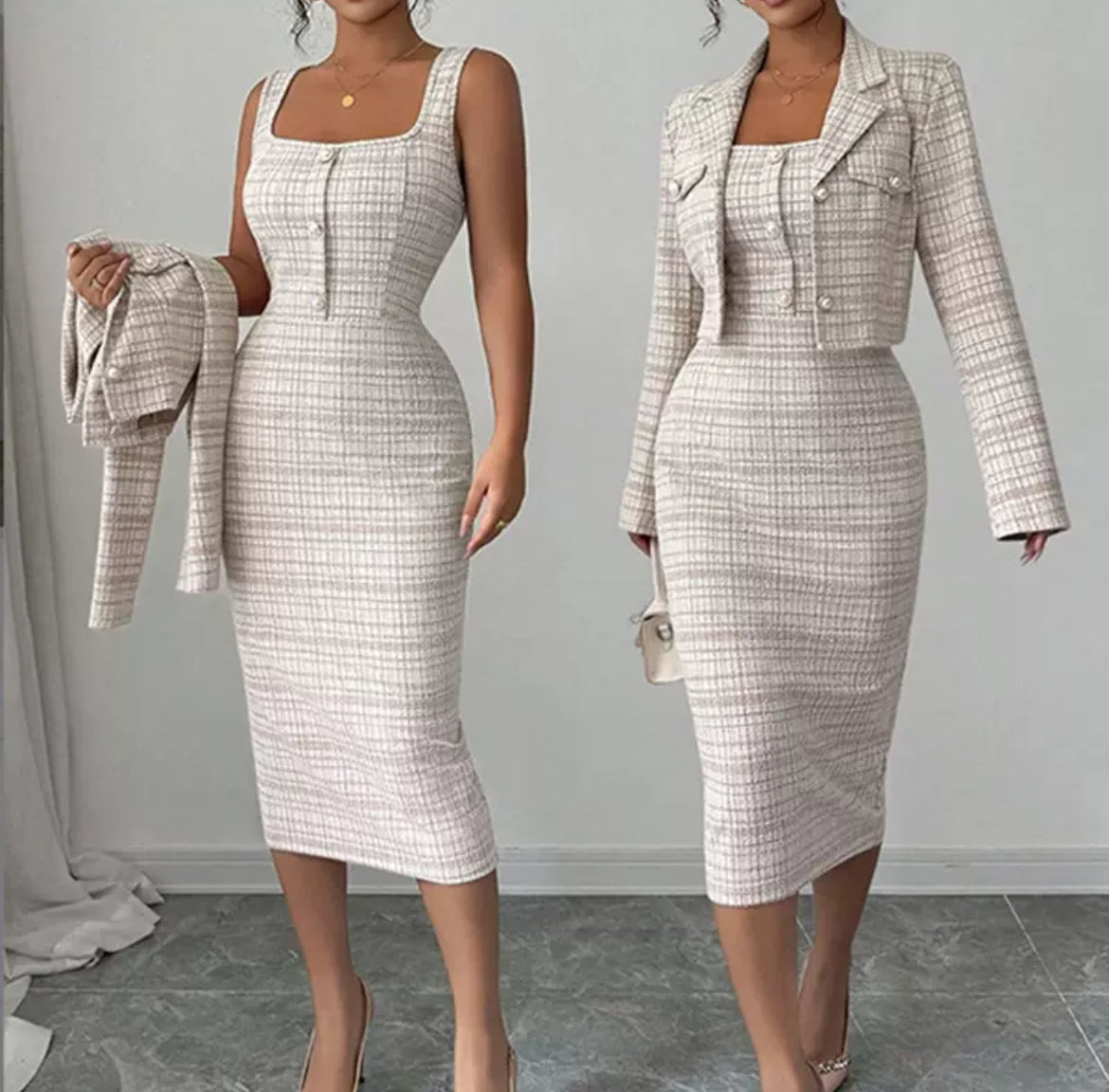 Tweed Dress & Jacket Set