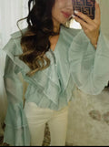 Ruffle mesh blouse