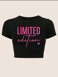 "Limited Edition" Pink Graphic Crop Tee
