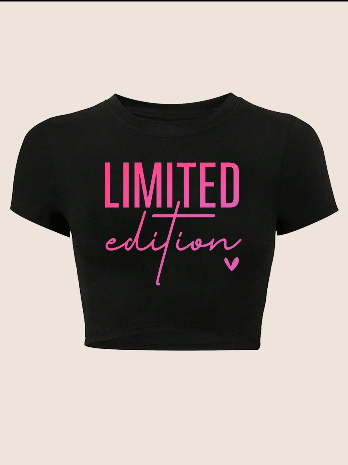 "Limited Edition" Pink Graphic Crop Tee