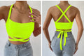 Neon Yellow Strappy Crisscross Crop Top