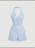 Tweed halter rompers