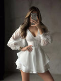 Mesh ruffles mini dress