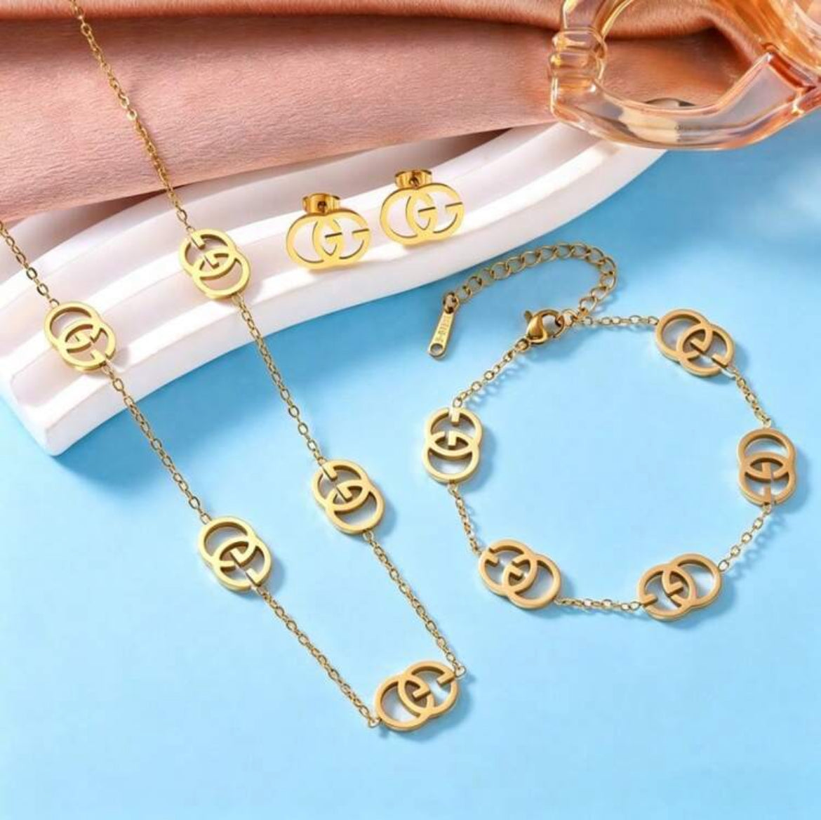 Gold Dior Jewelry Set