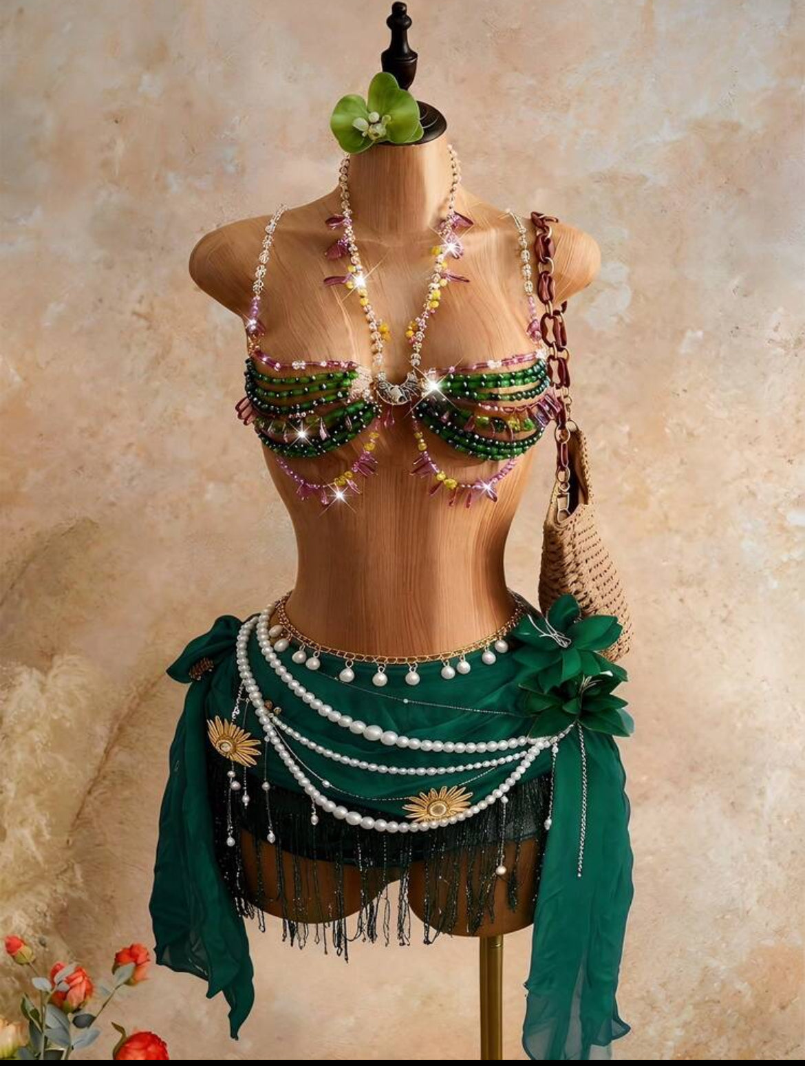 Beaded bikini green