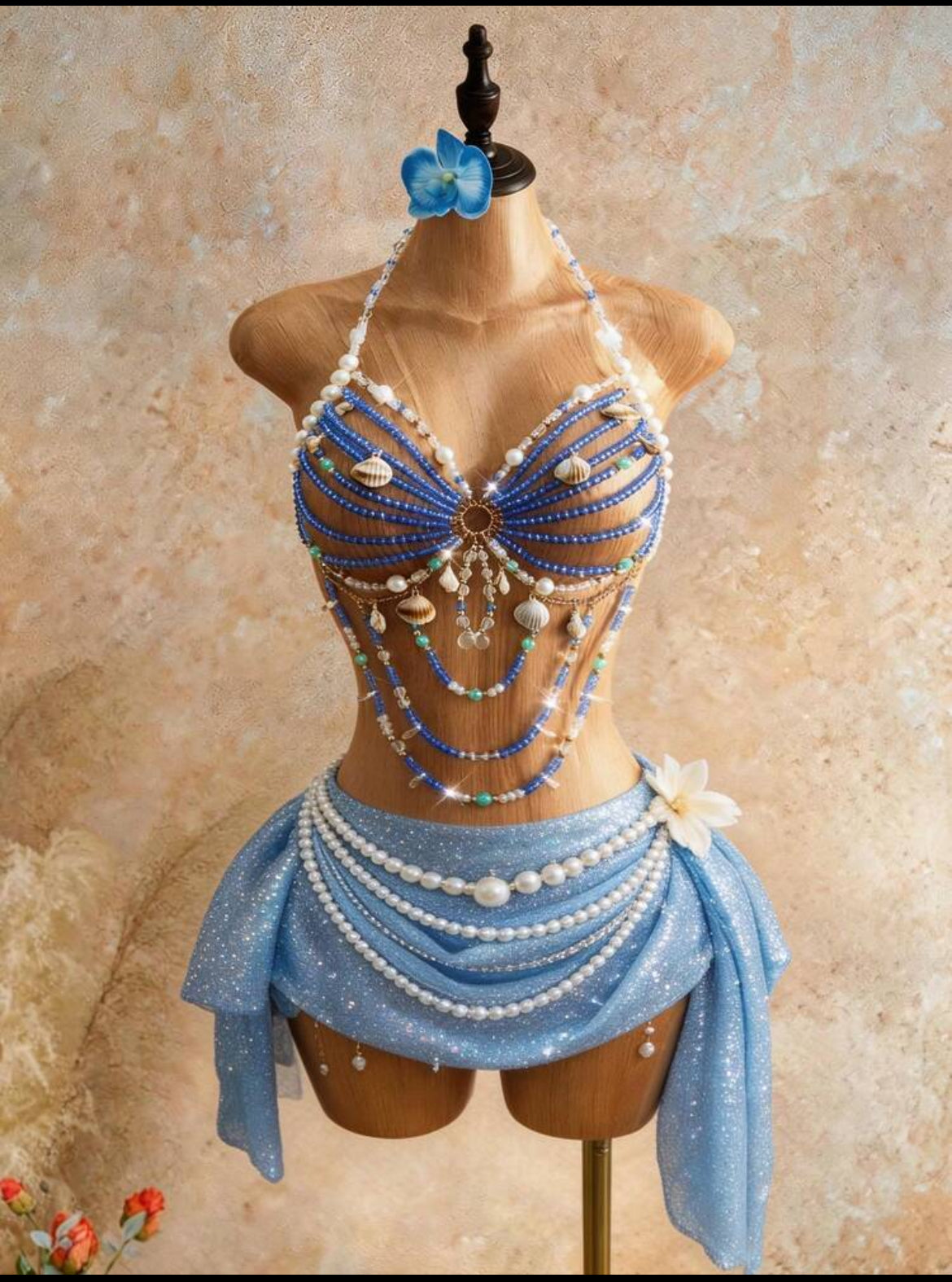Mermaid Beaded Shell Two-Piece