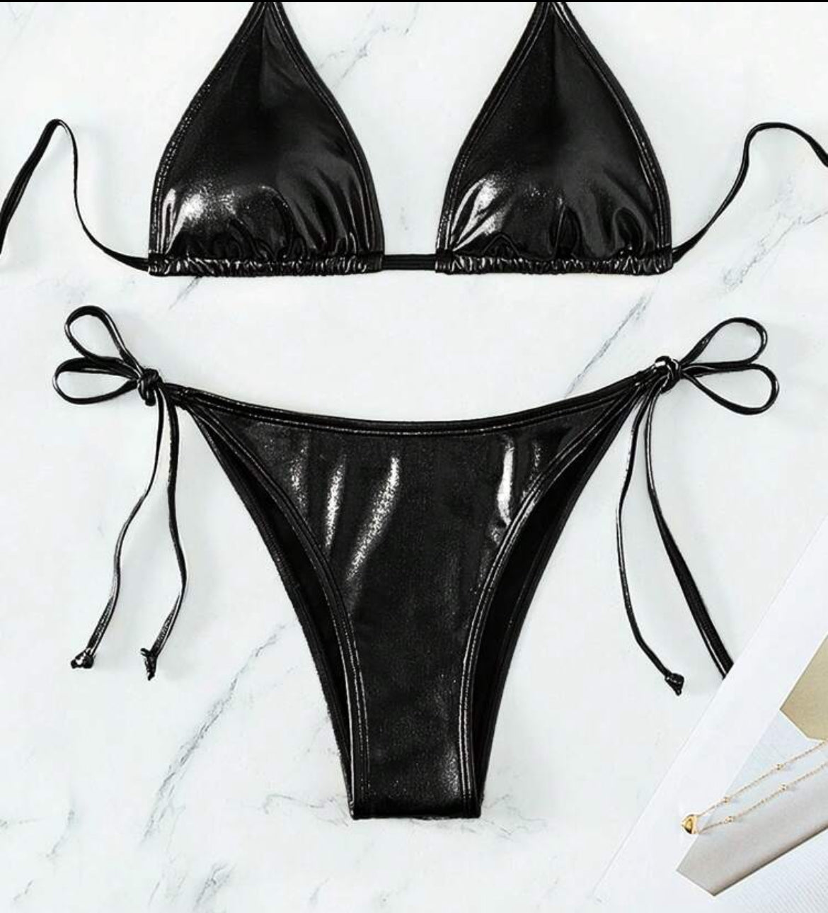 Liquid Black Metallic Bikini