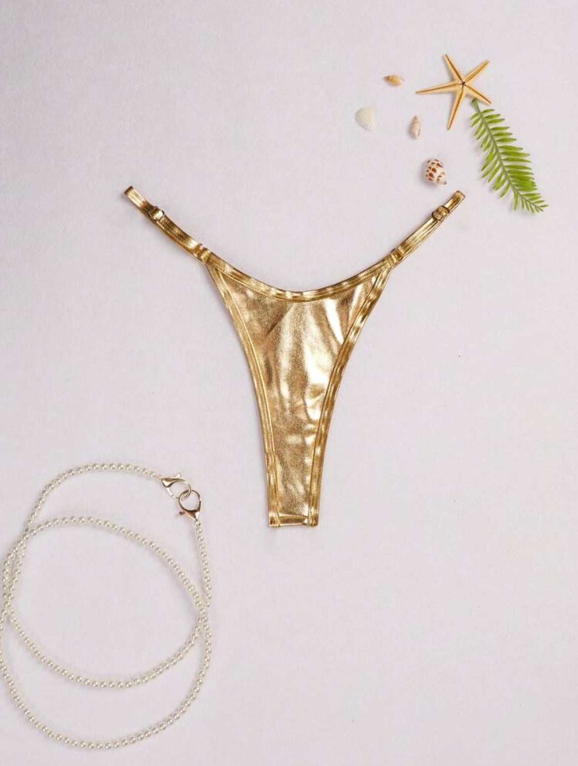 Liquid Gold Metallic Thong Bottom