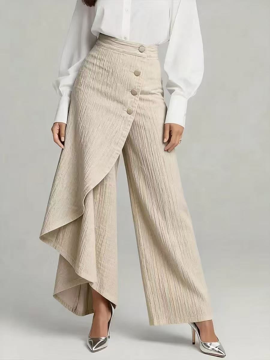 Casual Denim Print Wide Leg Pants
