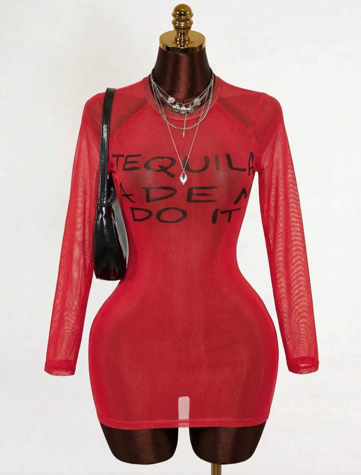 Red mesh Tequila Made Me Do It dress