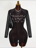 Black mesh Tequila Made Me Do It dress
