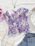 Lavender marble lace corset top