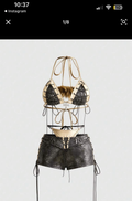 Croc print lace-up bralette and mini skirt set