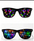 Diffraction rave glasses with heart and star effects