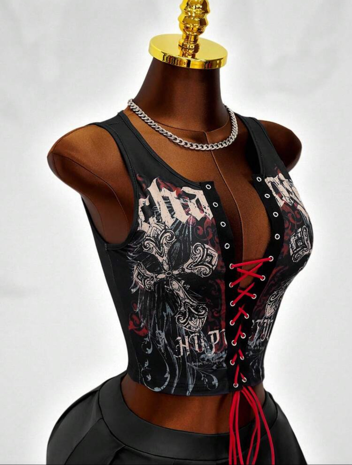 Gothic Cross Lace-Up Corset Top